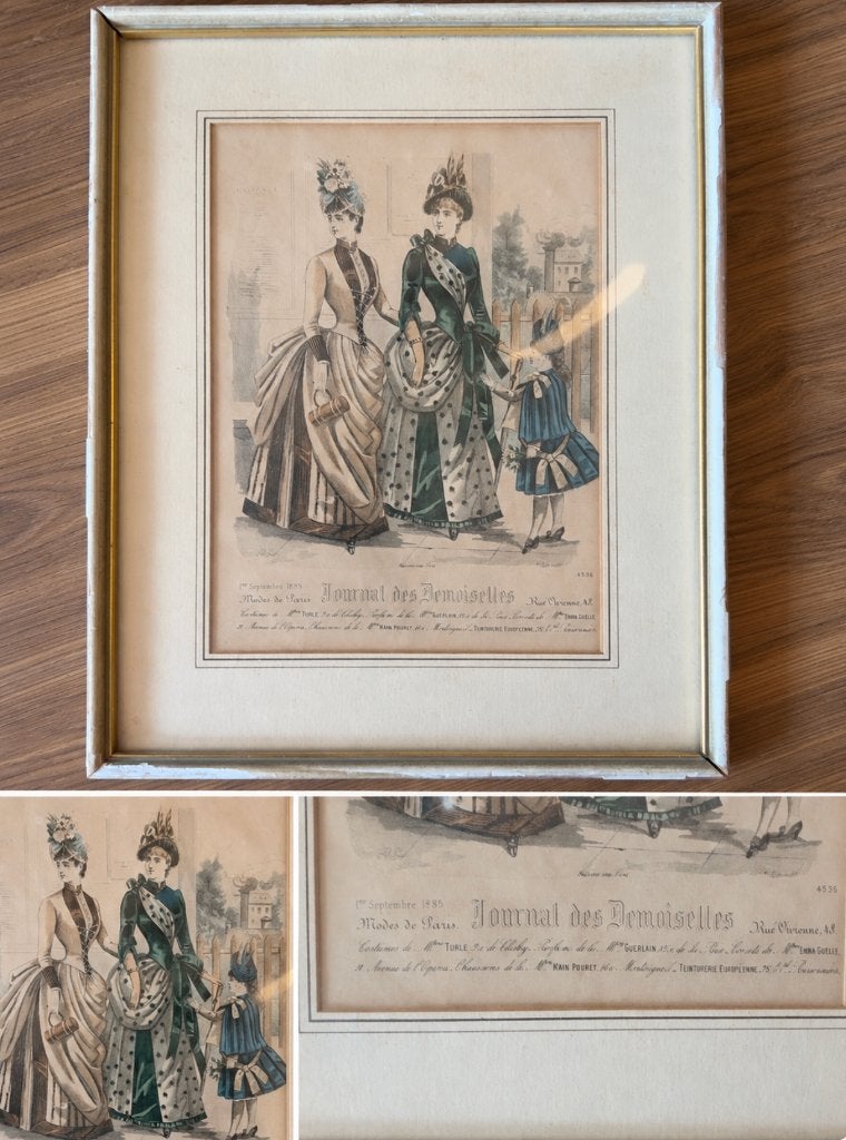Antieke modeprent Journal des Demoiselles 1885, Antiek en Kunst, 1800 - 1899, Mode, Ophalen of Verzenden, 28 cm
