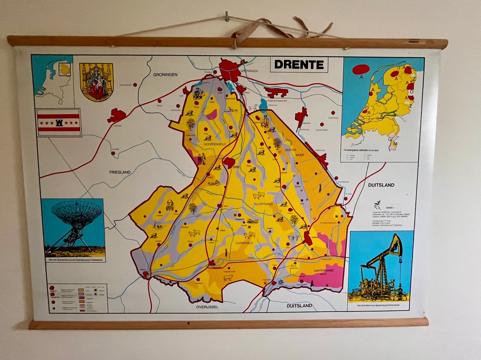 Vintage Schoolplaat Drenthe - Jaren '70 - Perfecte Staat, Ophalen, Aardrijkskunde