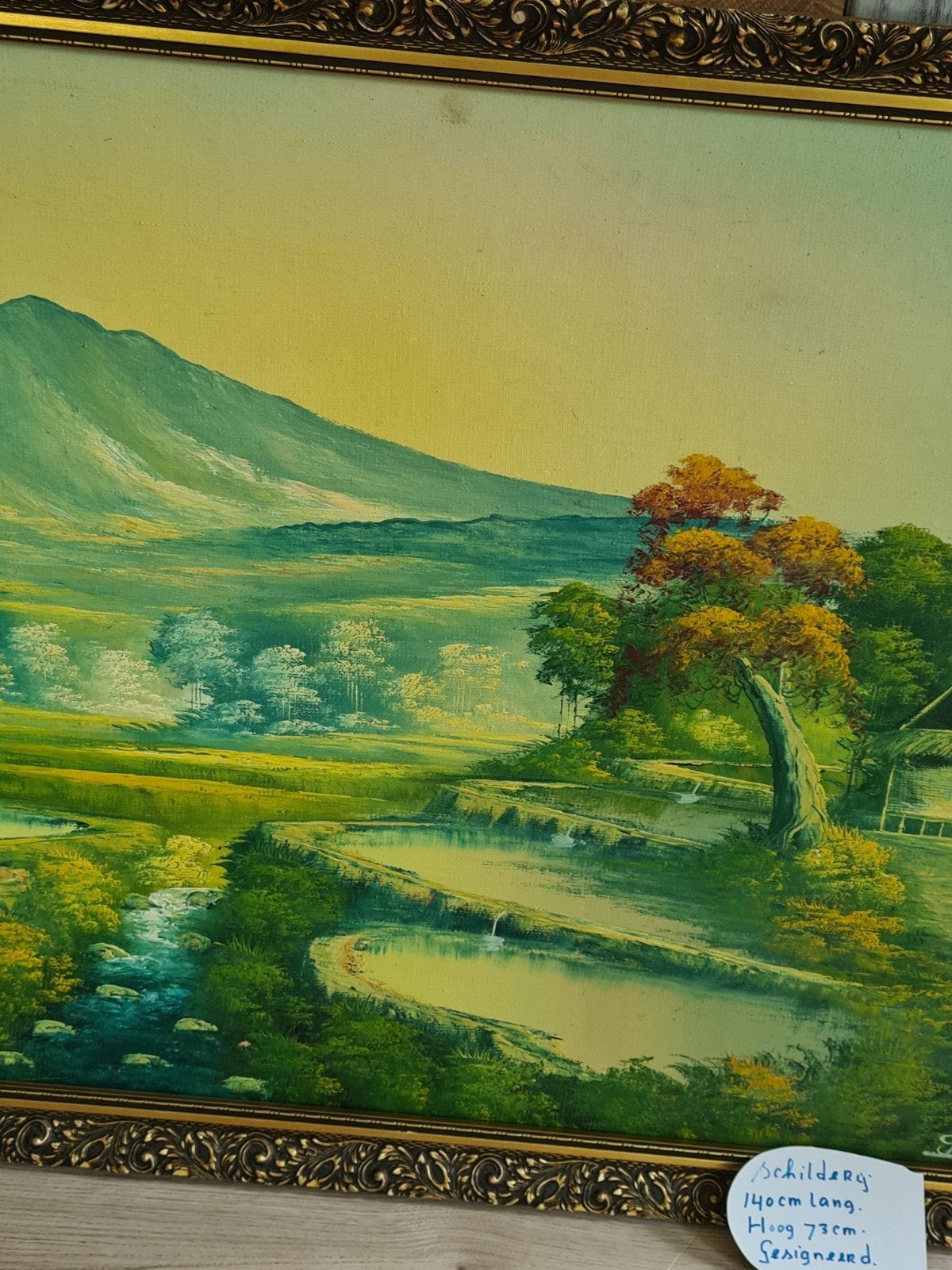 vanaf €125.Java Schilderij Tropisch Java met Rijstveld, Antiek en Kunst, Ophalen