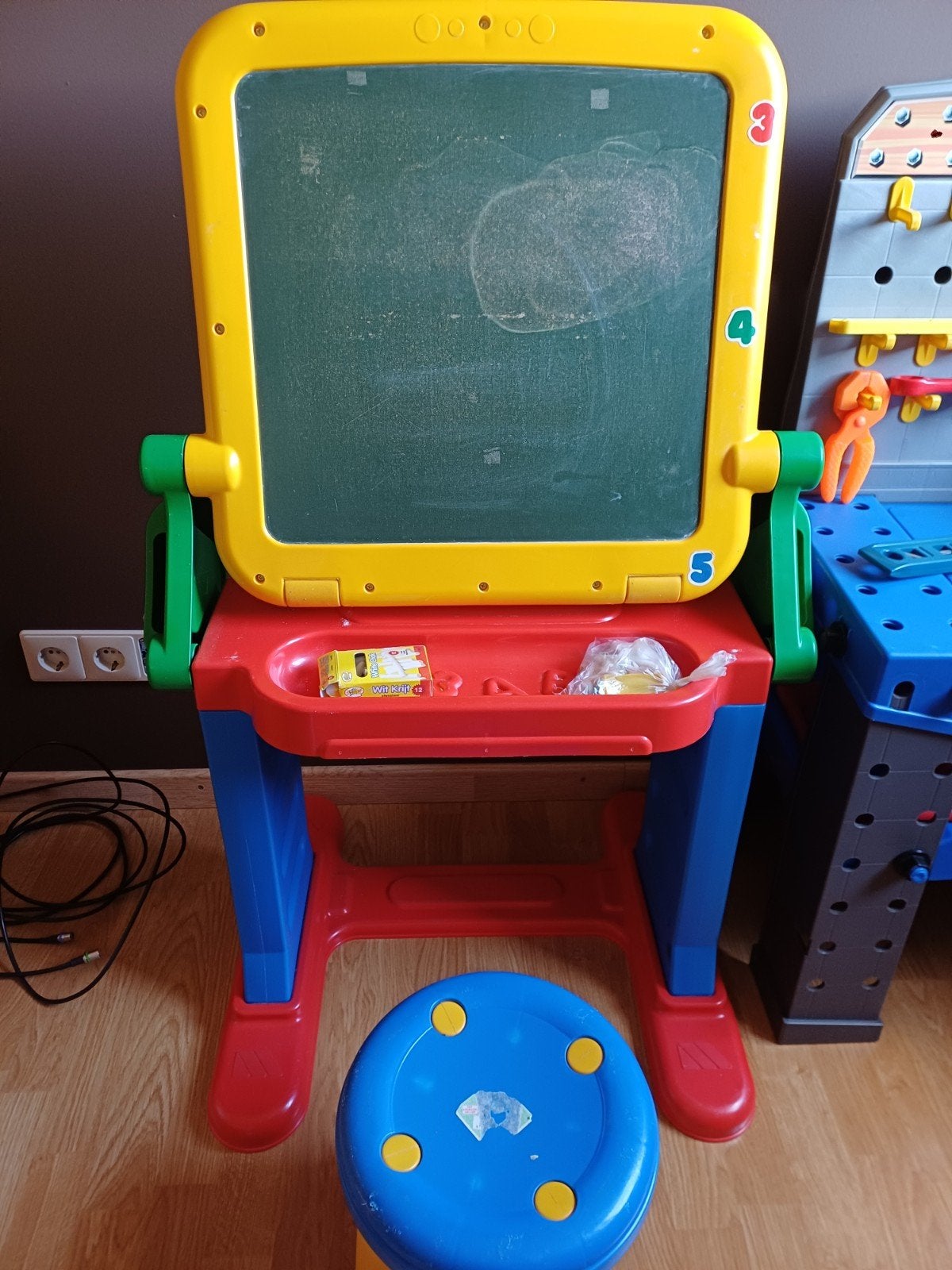 Inklapbaar Speelgoed Krijtbord met Krukje, Ophalen, Gebruikt, Knutselen