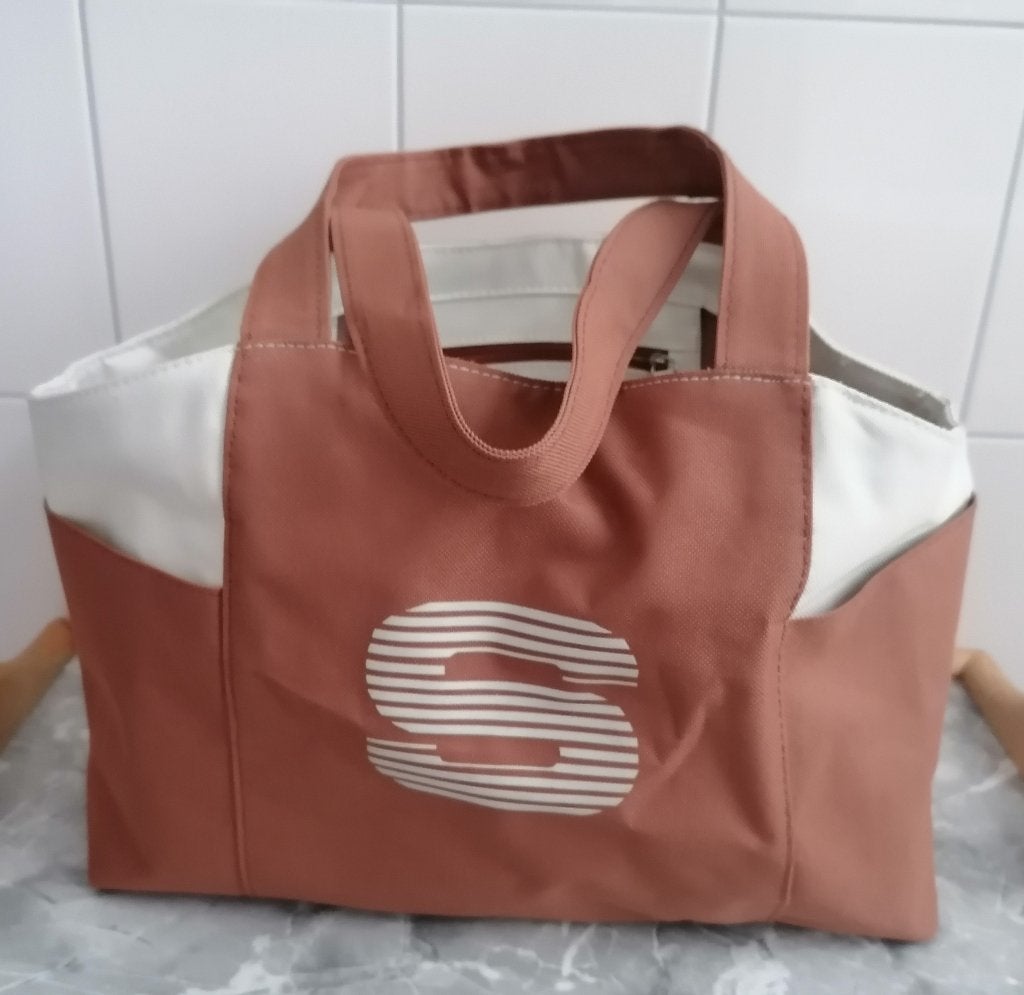 Strandtas canvas crème / perzik nieuw € 6,50, Ophalen of Verzenden, Nieuw, Beige, Shopper