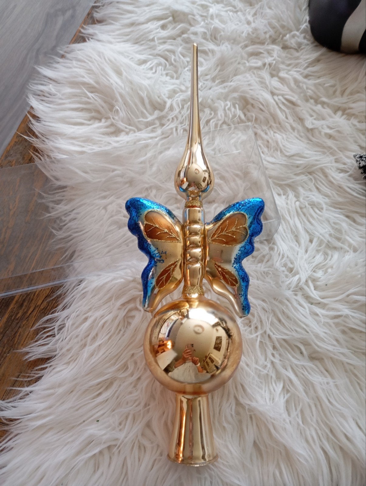 MOOIE GROTER GOUDEN VLINDER PIEK 37CM VAN GLAS NU 10€ NIEUW, Ophalen of Verzenden