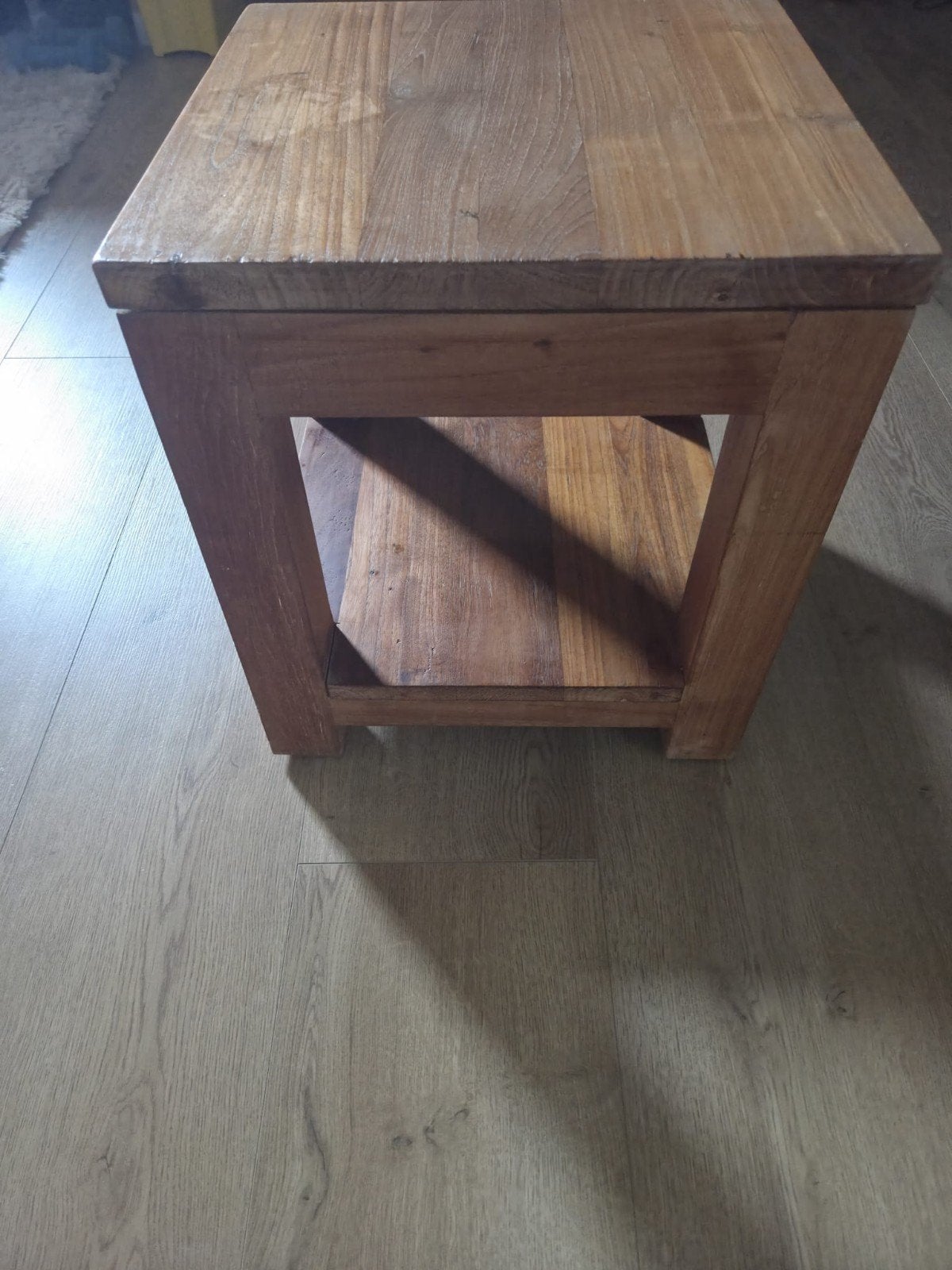Teakhouten bijzettafel, Minder dan 55 cm, Gebruikt, Vierkant, Ophalen