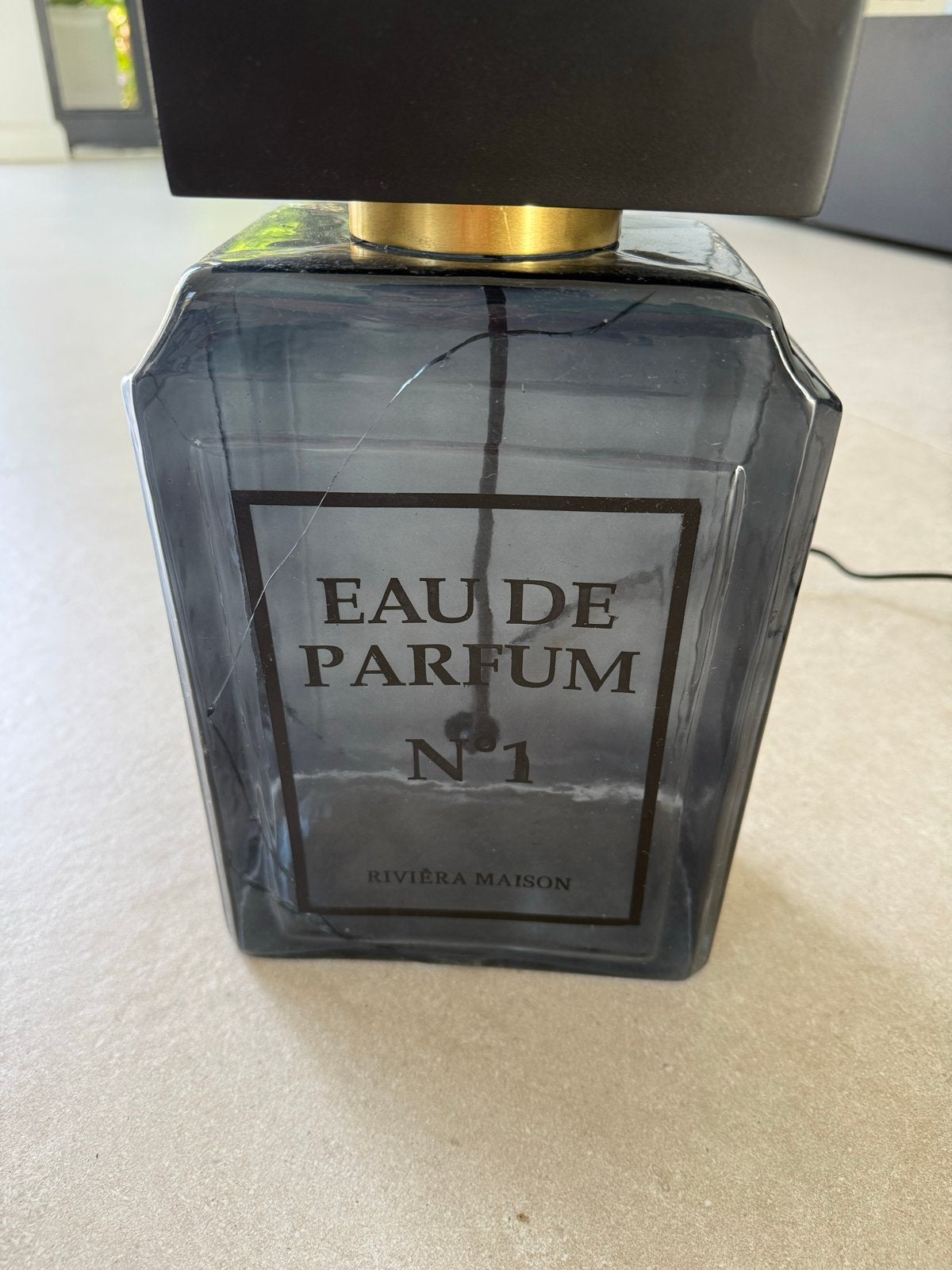 Riviera Maison Parfum Fles Lampje - Zwart/Grijs, Ophalen, Landelijk, Glas, Gebruikt