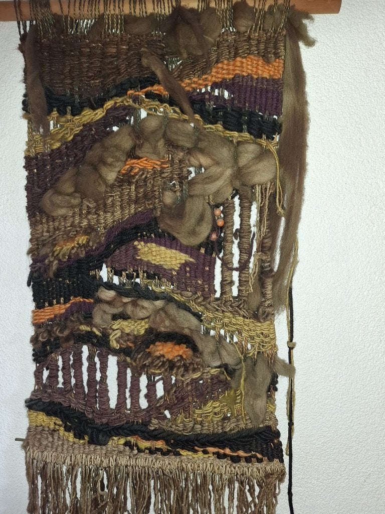 wandkleed bruin met oranje, Ophalen, Gebruikt, 110 cm, Vintage