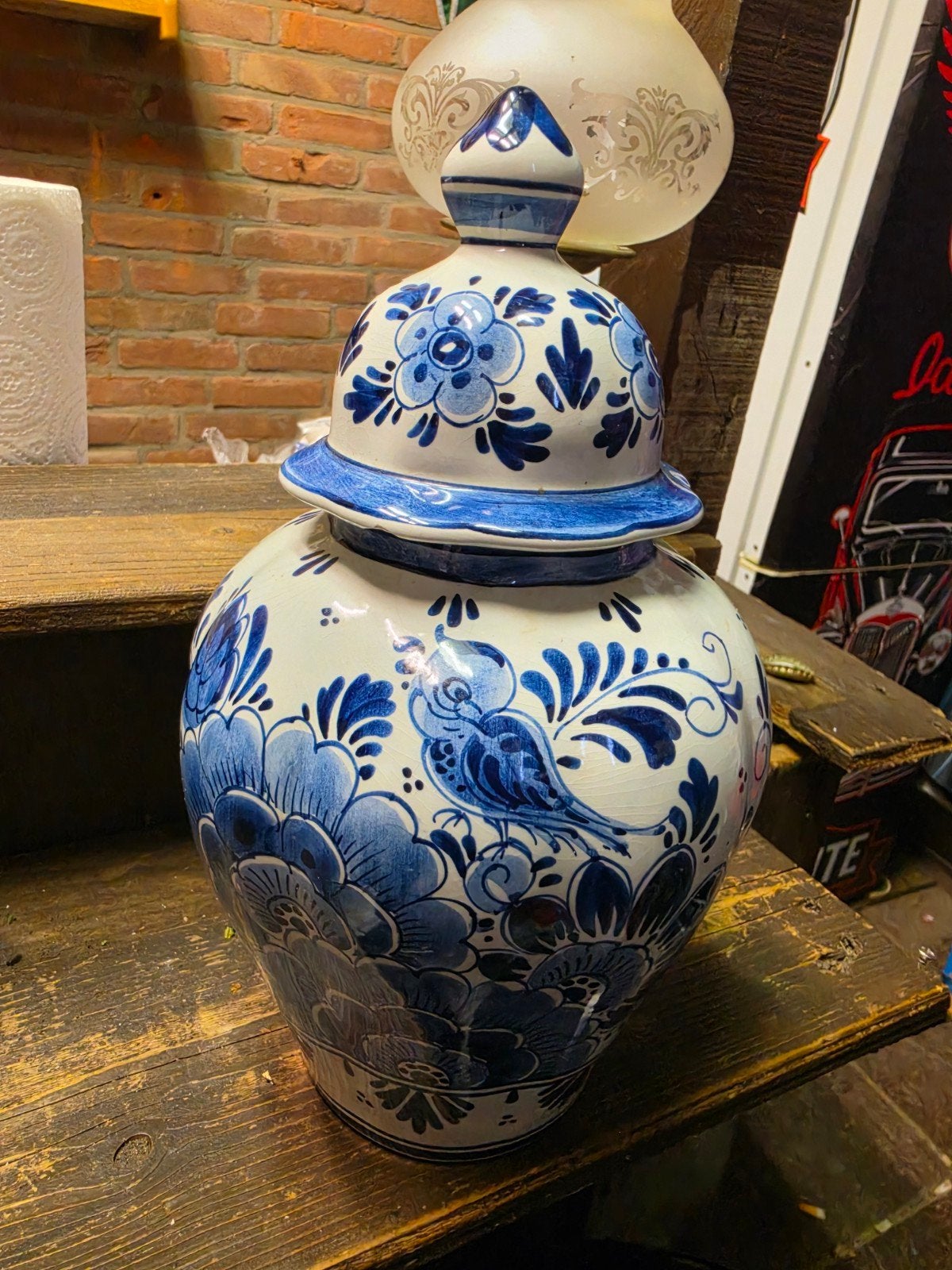 Delfts Blauwe Gemberpot met Deksel - Handgeschilderd, Ophalen of Verzenden