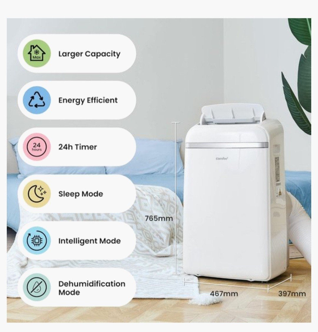 Comfee Mobiele aircoSmart Cool 12.000 Plus, Witgoed en Apparatuur, Energieklasse A of zuiniger, Onbekend, Nieuw, 3 snelheden of meer