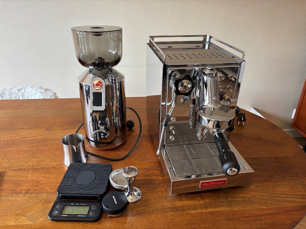 La Pavoni Pavoni Mini Cellini classic & Cilindro set, Witgoed en Apparatuur, Koffiezetapparaten, Ophalen, Espresso apparaat, Zo goed als nieuw
