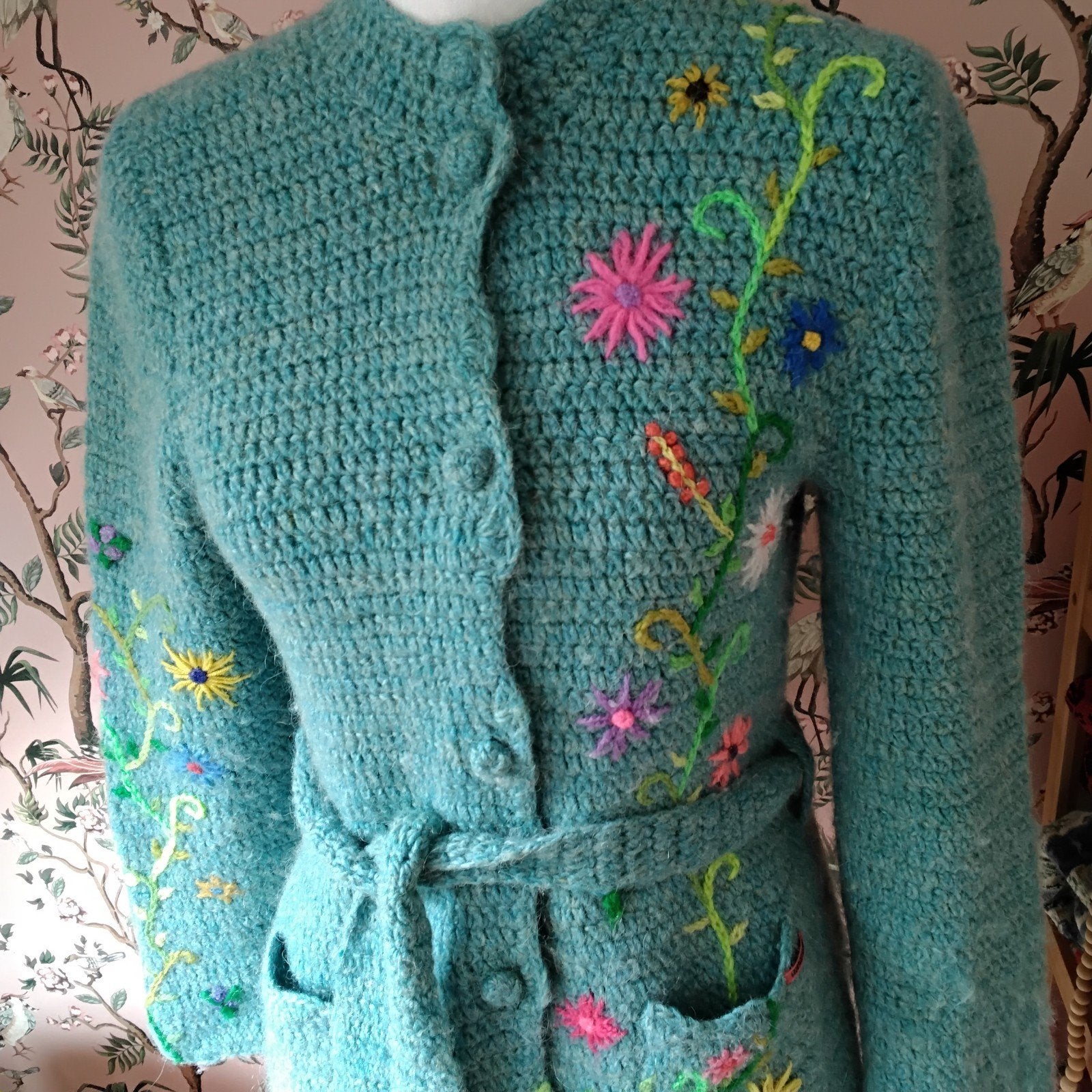 mumami wollen geborduurd jasje maat m, Ophalen of Verzenden, Zo goed als nieuw, Maat 38/40 (M), Blauw