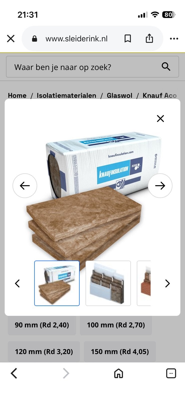 Gratis knauf alleen morgen / vrijdag voor 15.30, Dakisolatie, 4 tot 8 cm, Nieuw, Steenwol