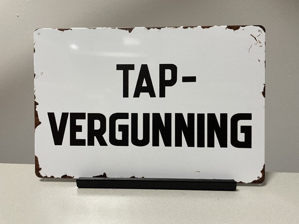 Tap-vergunning tekstbord (Old Look), Www.pand50.nl, Nieuw, Ophalen of Verzenden, Printer 29B Coevorden