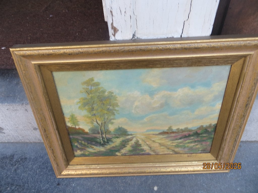 Hans WOLVEN, Mooi Olieverf schild. Veluws landschap, Paneel, Expressionistisch, Ophalen of Verzenden, Landschap