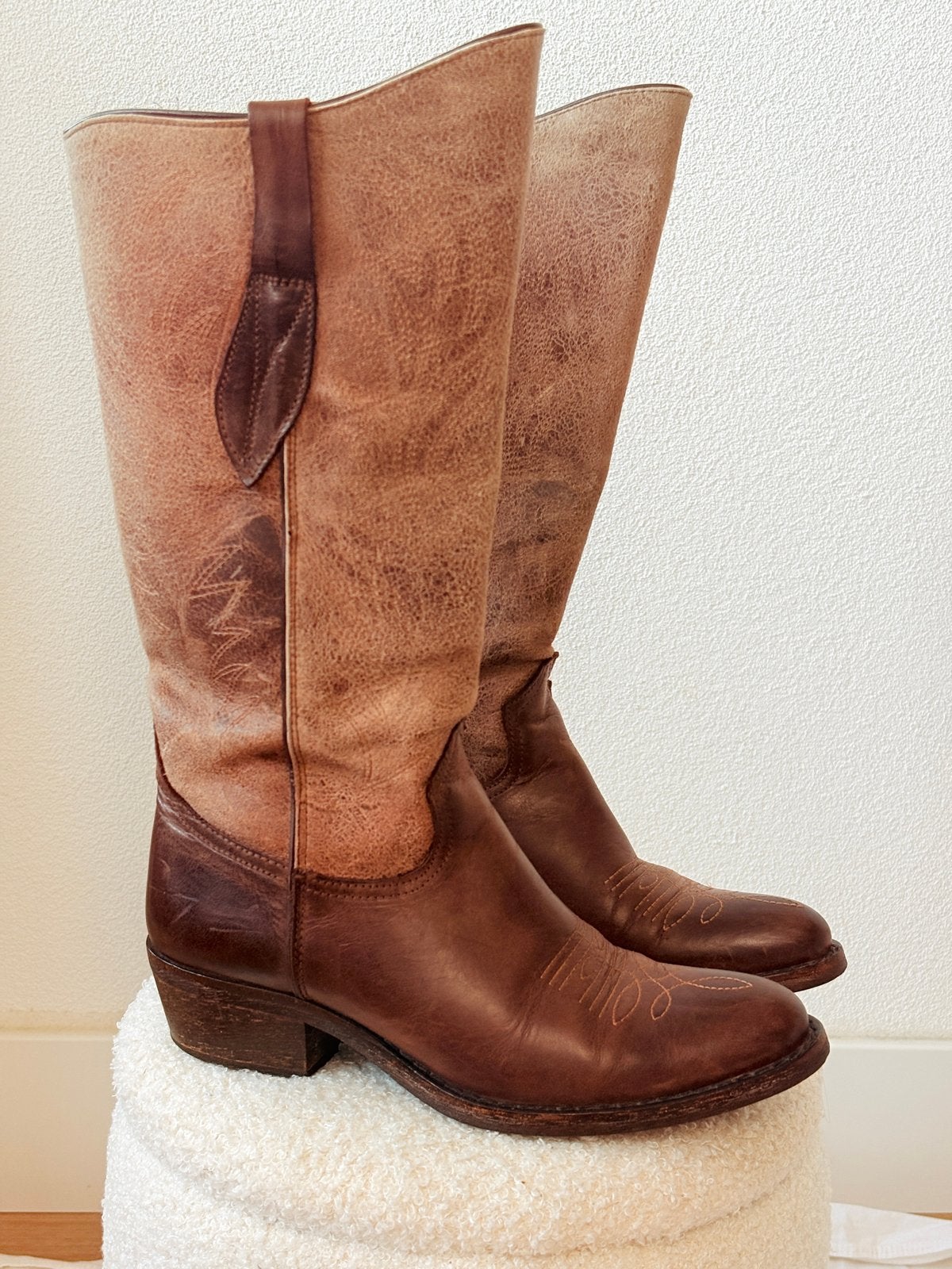 Bruine cowboylaarzen met borduursel, Hoge laarzen, Bruin, Verzenden, Gedragen