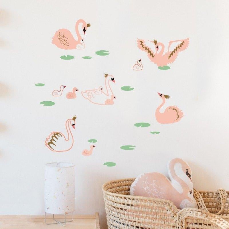Muursticker Sticker Zwanenmeer Roze kinderkamer MIMI'Lo, Mimilou, Nieuw, Fanny Blankers-Koenstraat Rijen, Info@mimilou.nl