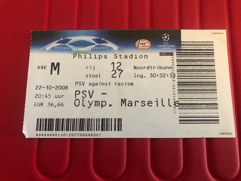Ticket CL PSV - Ol. Marseille 2008/2009, Verzenden, Zo goed als nieuw, PSV, Overige typen