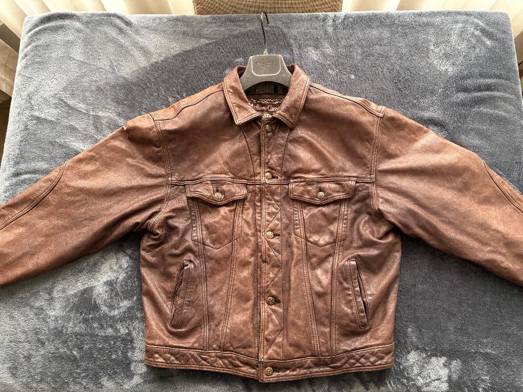 Marlboro Classics leren jacket, Kleding | Heren, Jassen | Winter, Zo goed als nieuw, Maat 52/54 (L), Bruin, Ophalen of Verzenden