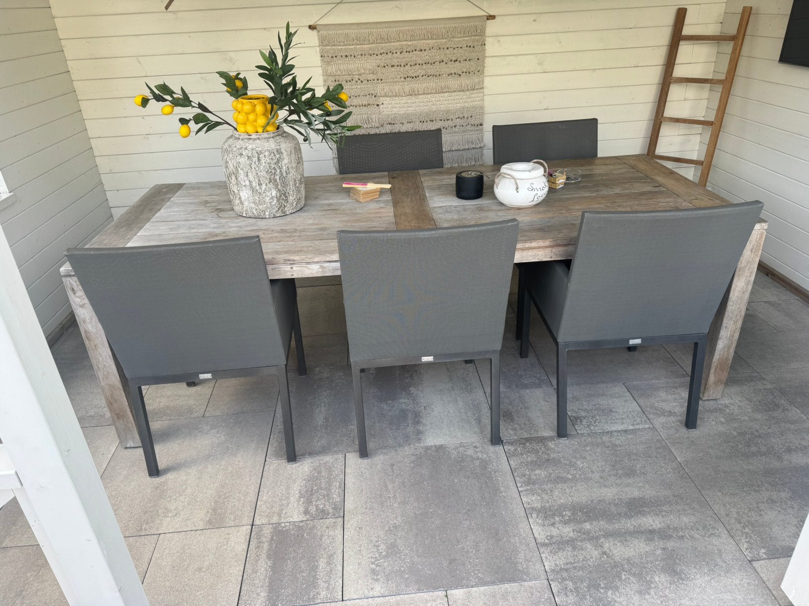 5 tuinstoelen merk life kleur taupe, Ophalen, Gebruikt, Textileen, 5 zitplaatsen