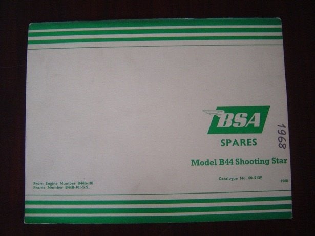 BSA B44 Shooting Star 1968 motorcycle parts list, Motoren, Ophalen of Verzenden, Overige merken