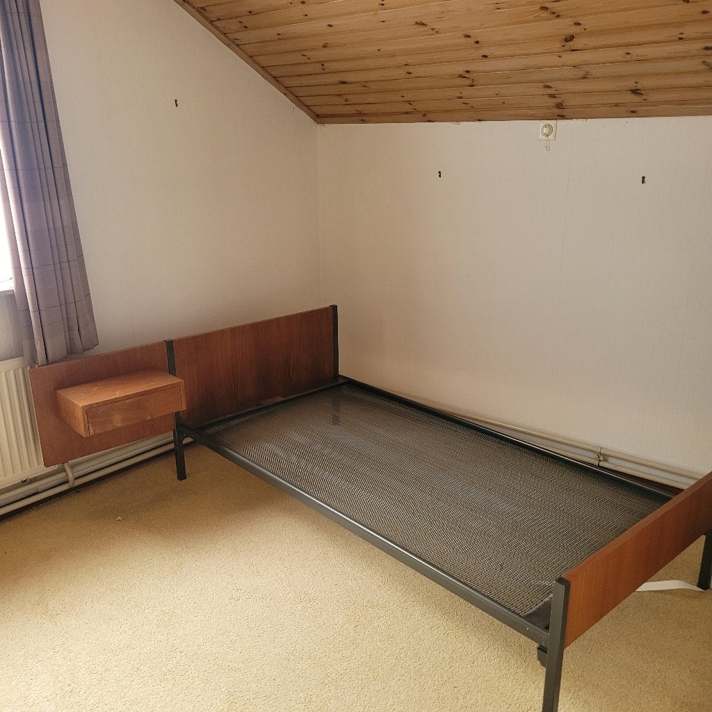 Vintage DICO designbed ( JAREN 60) met zwevend nachtkastje, Huis en Inrichting, Ophalen, Overige materialen, Gebruikt, Minder dan 45 cm