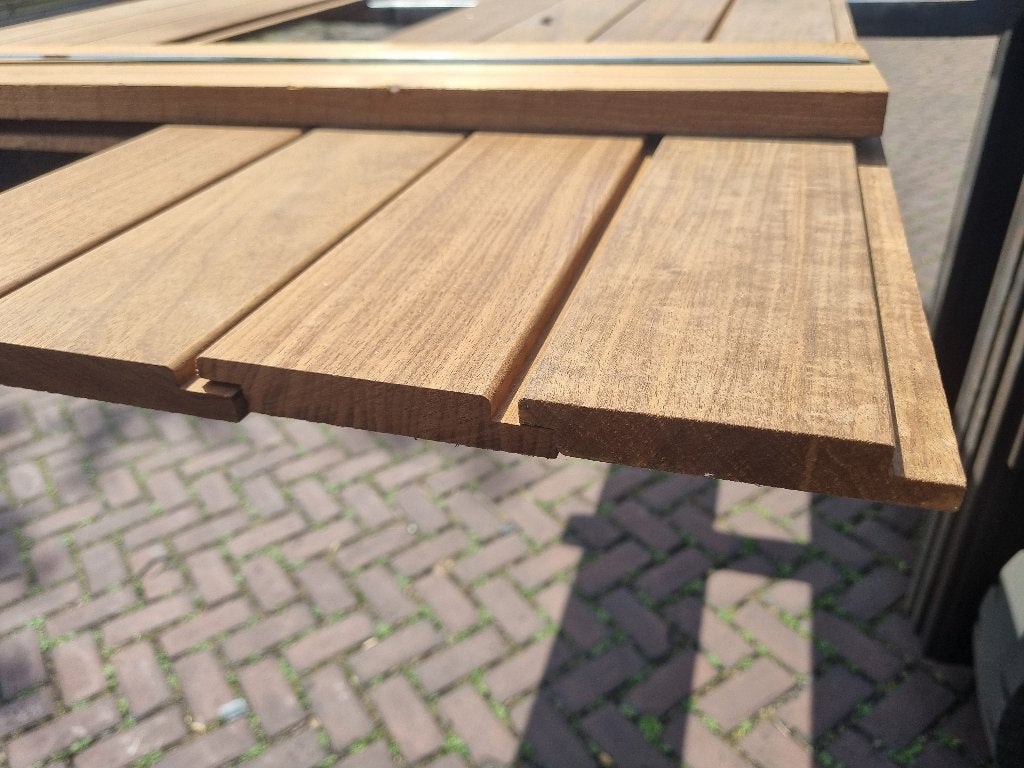 1.89 m2 channelsiding rabat - hardhout geschaafd - nr: HP12, Ophalen, Planken, Nieuw, Hardhout