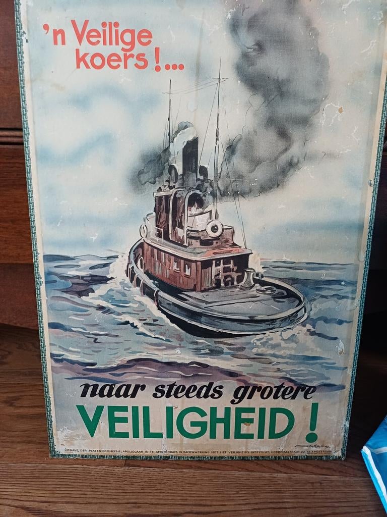 Vintage Veiligheidsposter: 'n Veilige koers naar veiligheid, Verzamelen, Posters, Gebruikt, Reclame, A1 t/m A3, Rechthoekig Staand