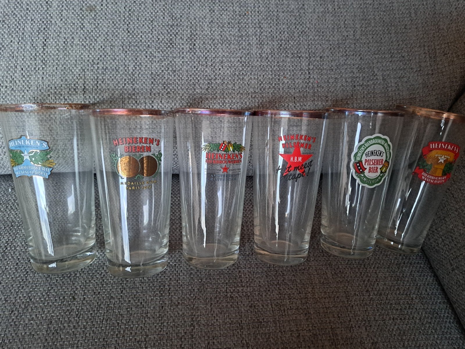 6 Heineken bierglazen, Verzamelen, Ophalen of Verzenden, Zo goed als nieuw, Bierglas