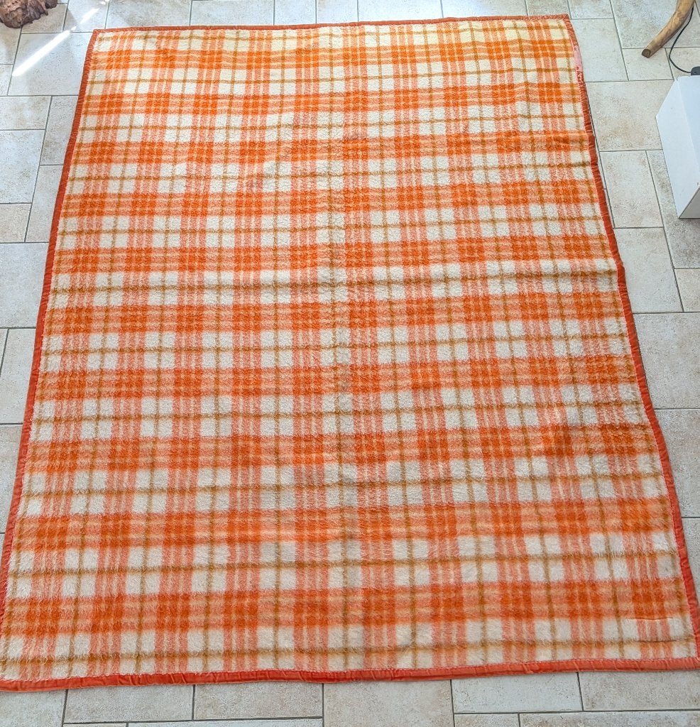 Grote Vintage AaBe 100% zuiver scheerwol Wollen Deken plaid, Wol, Ophalen of Verzenden, Zo goed als nieuw, 180 cm