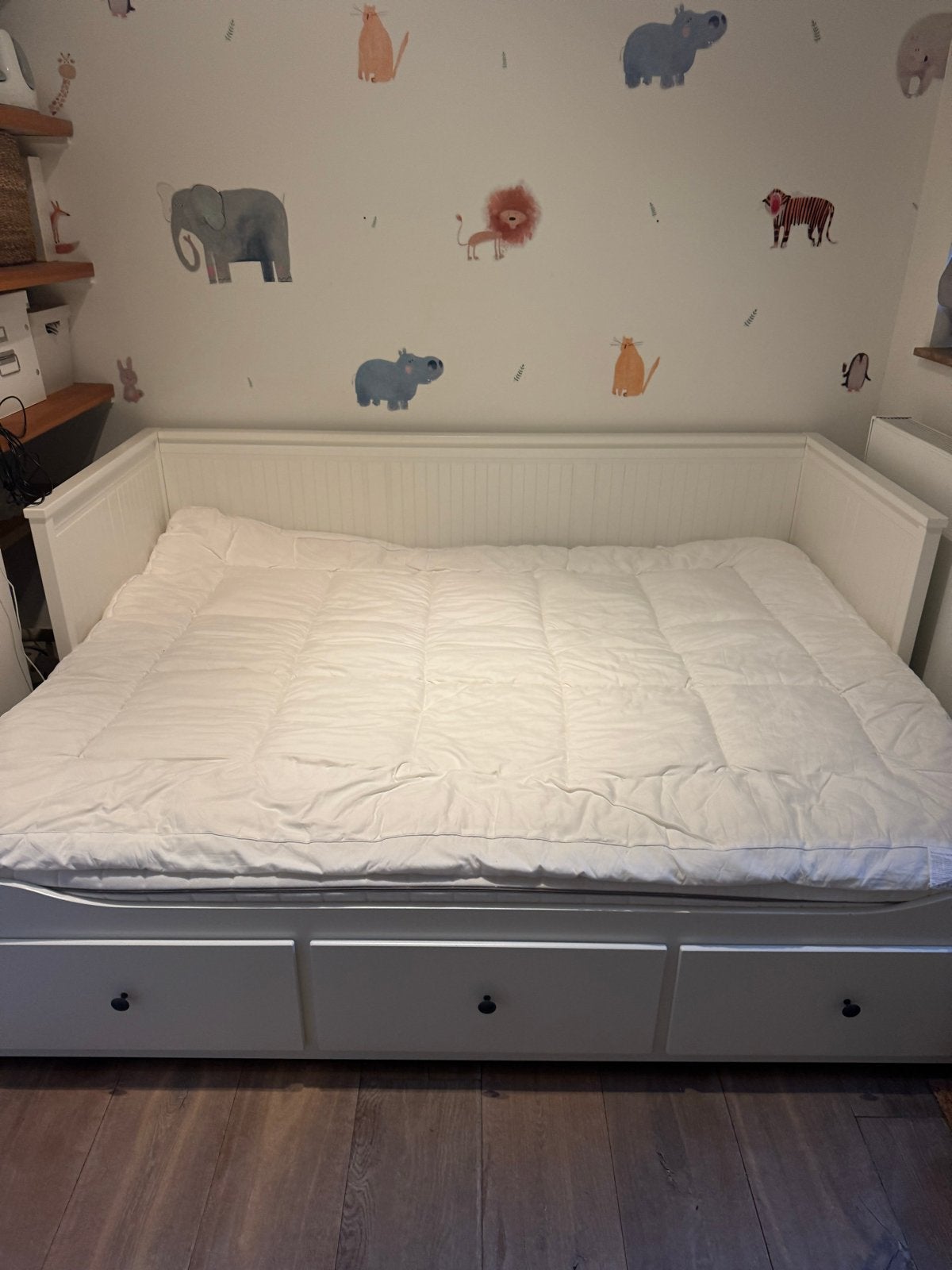 IKEA Hemnes Bedbank met 3 lades - Wit, Ophalen, Wit, Tweepersoons, 80 cm