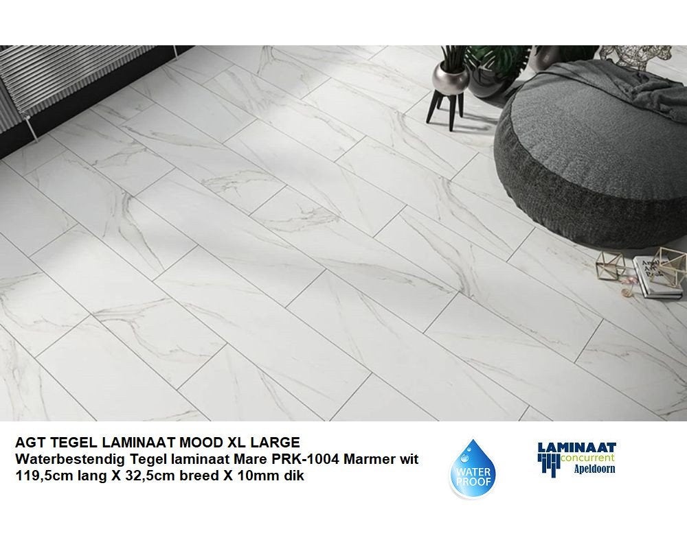 32,5cm breed Waterbestendig Tegel laminaat Mare marmer wit, 75 m² of meer, Nieuw, Ophalen of Verzenden, Tegel laminaat vloer waterbestendig marmer wit
