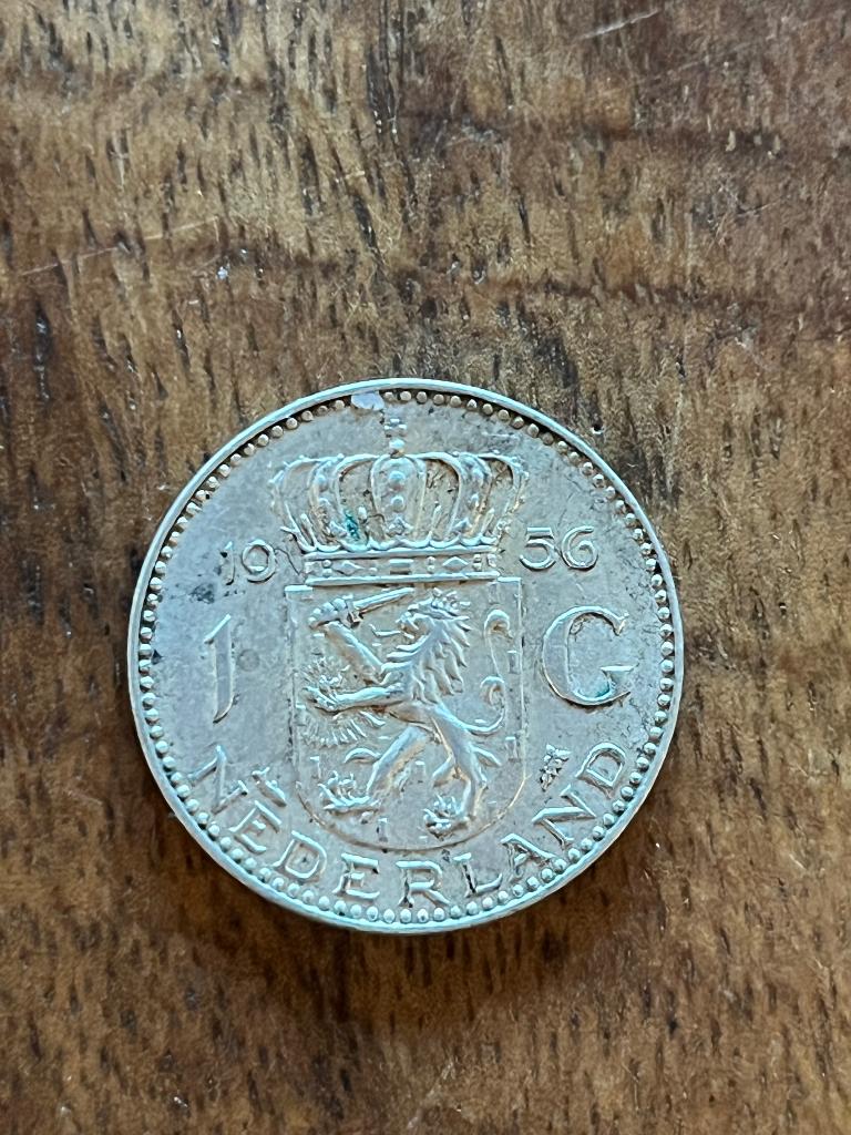 1 gulden, zilver, jaar 1956, 1 gulden, Koningin Juliana, Zilver, Ophalen of Verzenden