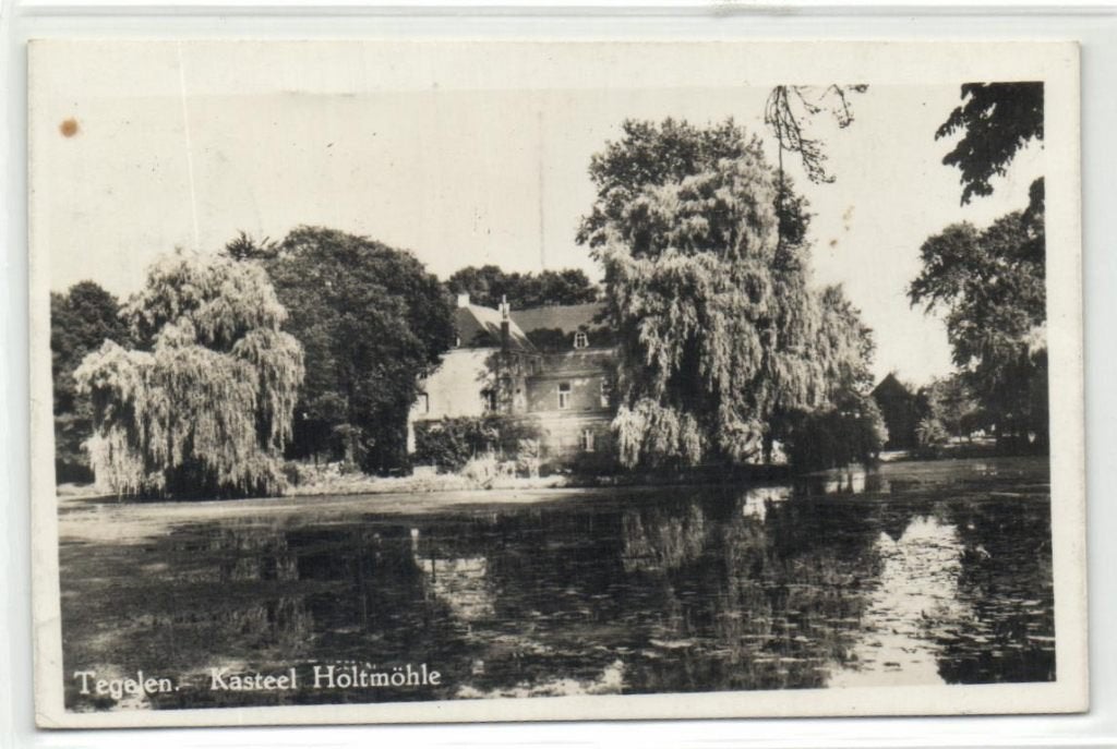 x28067 tegelen kasteel holtmuhle, Verzamelen, Ansichtkaarten | Nederland, Verzenden, 1940 tot 1960, Gelopen, Limburg