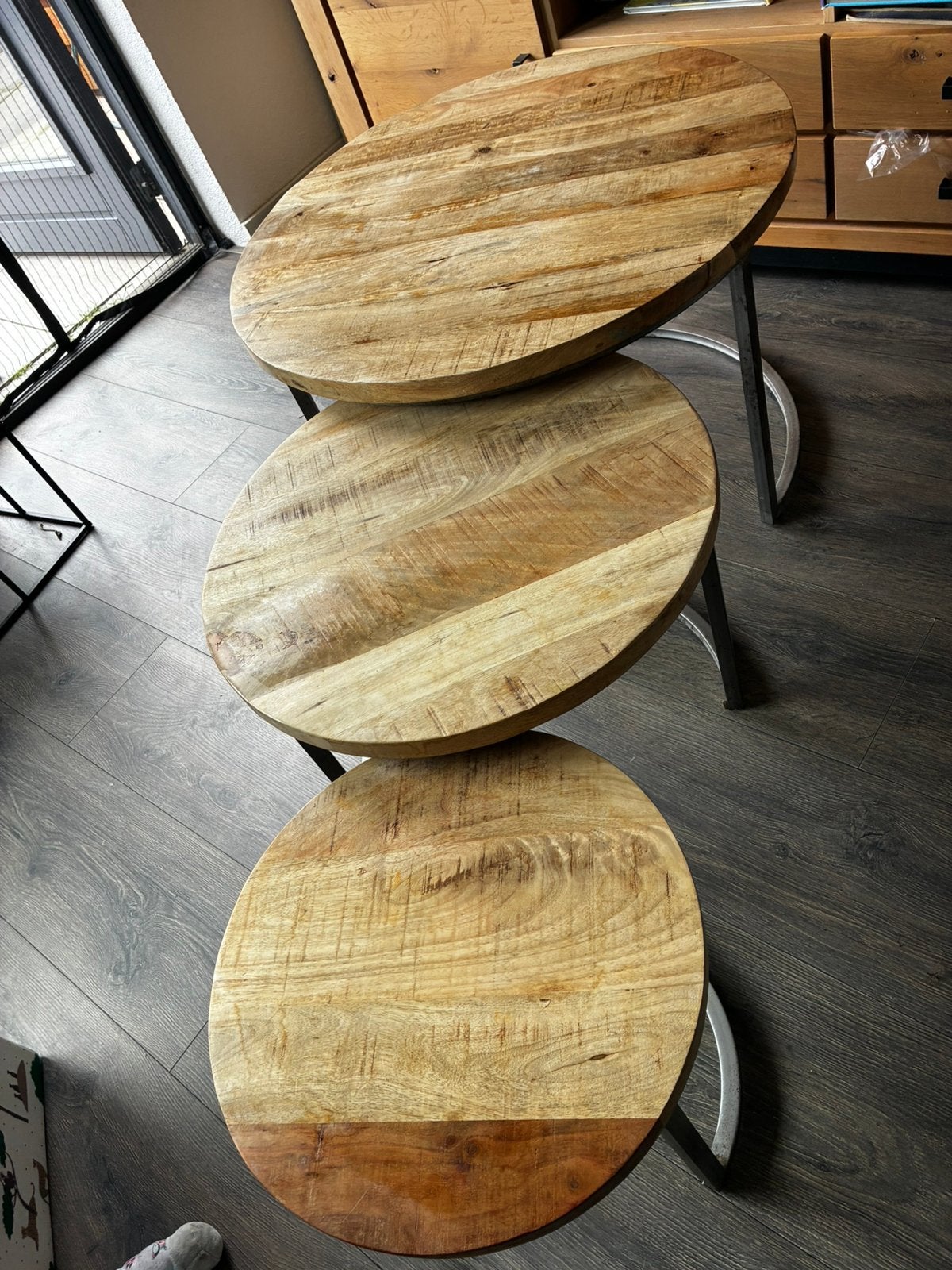 Salontafel set van drie mango Rond, Gebruikt, Rond, Minder dan 50 cm, 50 tot 100 cm