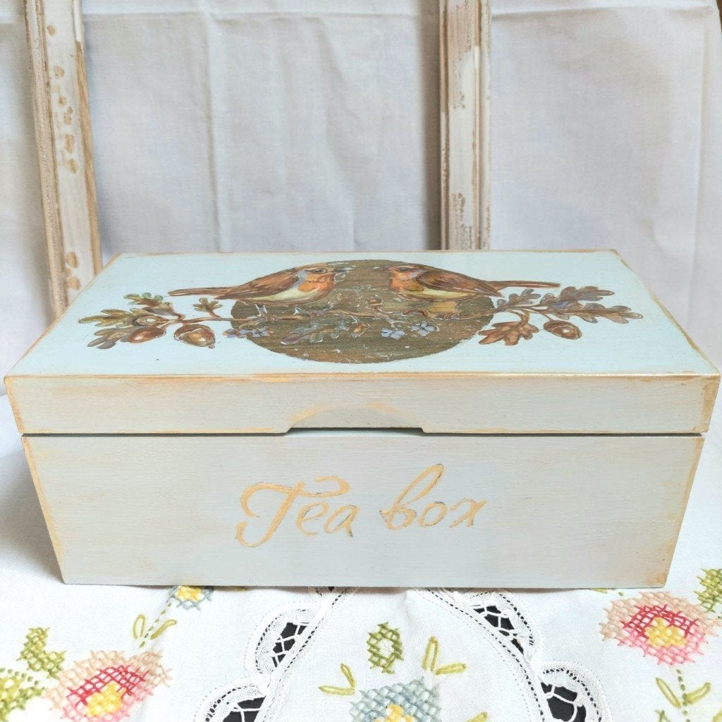 Hand-Painted Wooden Tea Box, Ophalen of Verzenden