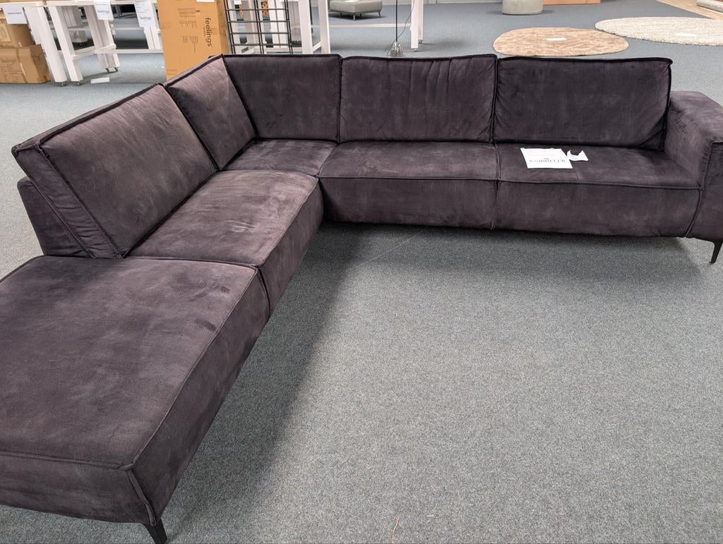 Nieuwe Feelings Oxford Hoekbank - Antraciet, Hoekbank, Ophalen of Verzenden, Vierpersoons of meer, 300 cm of meer