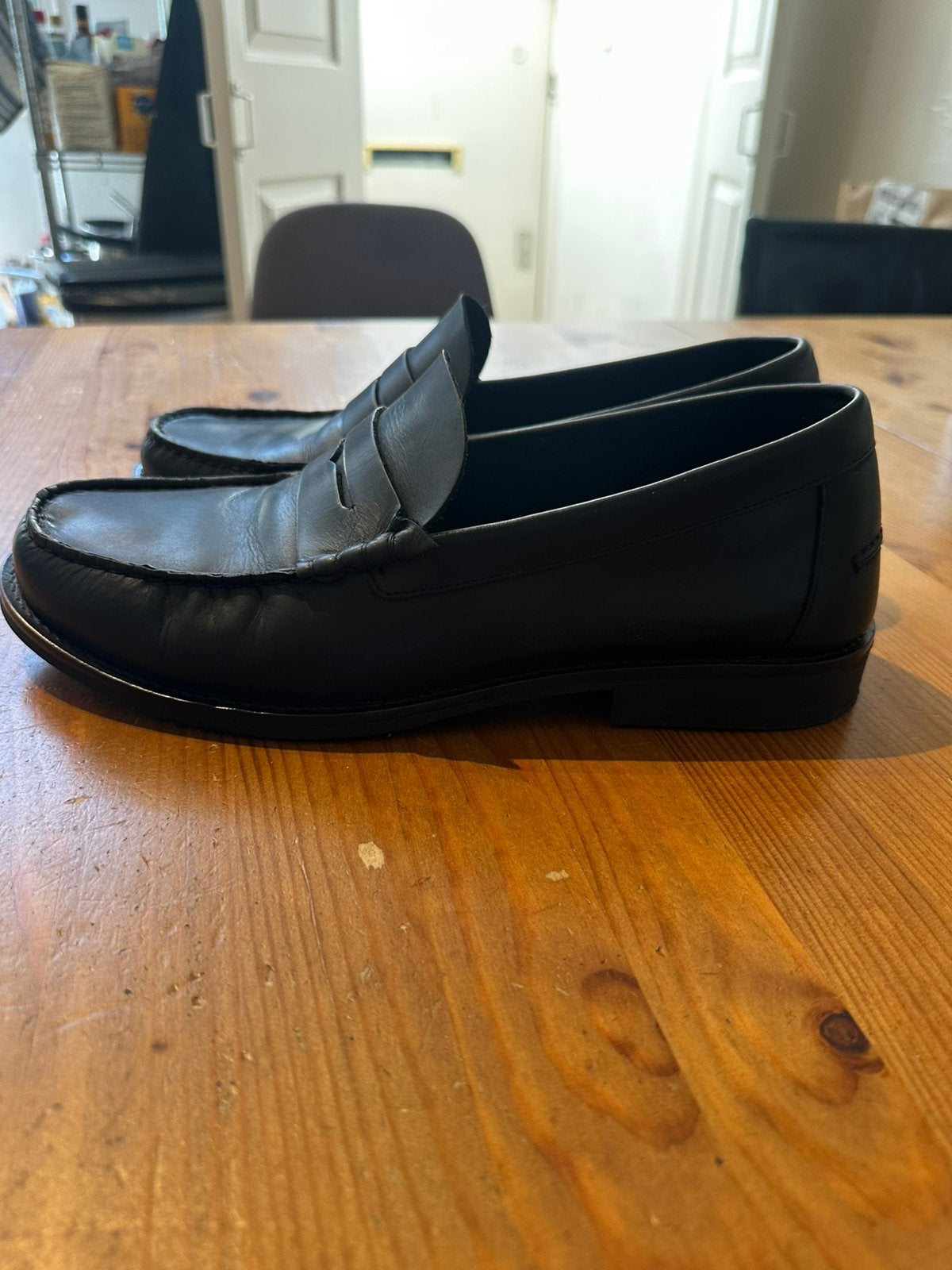 Zwarte leren loafers, Ophalen of Verzenden, Zo goed als nieuw, Zwart, Loafers