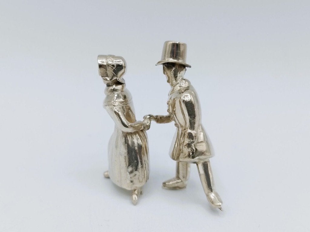 Zilveren miniatuur, echtpaar, J. Held, Amsterdam, ca. 1860, Verzenden, Zilver