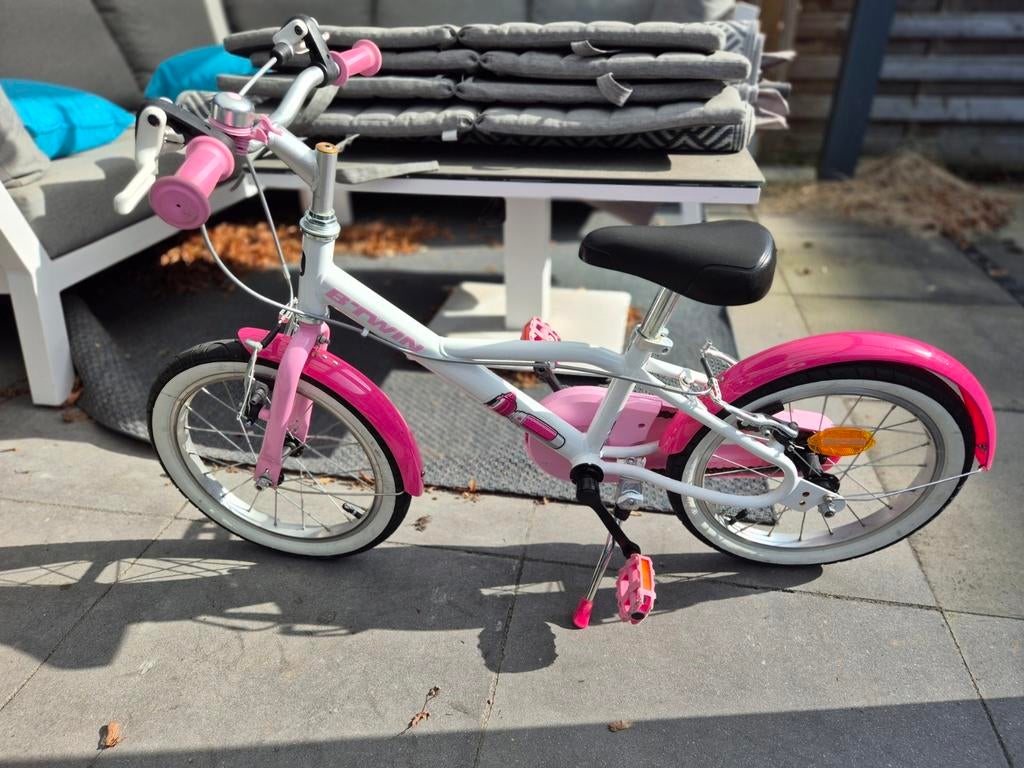 Meisjesfiets roze 16 inch 500 Docto btwin, Fietsen en Brommers, Fietsen | Meisjes, Ophalen, Gebruikt, Handrem, Btwin Decathlon