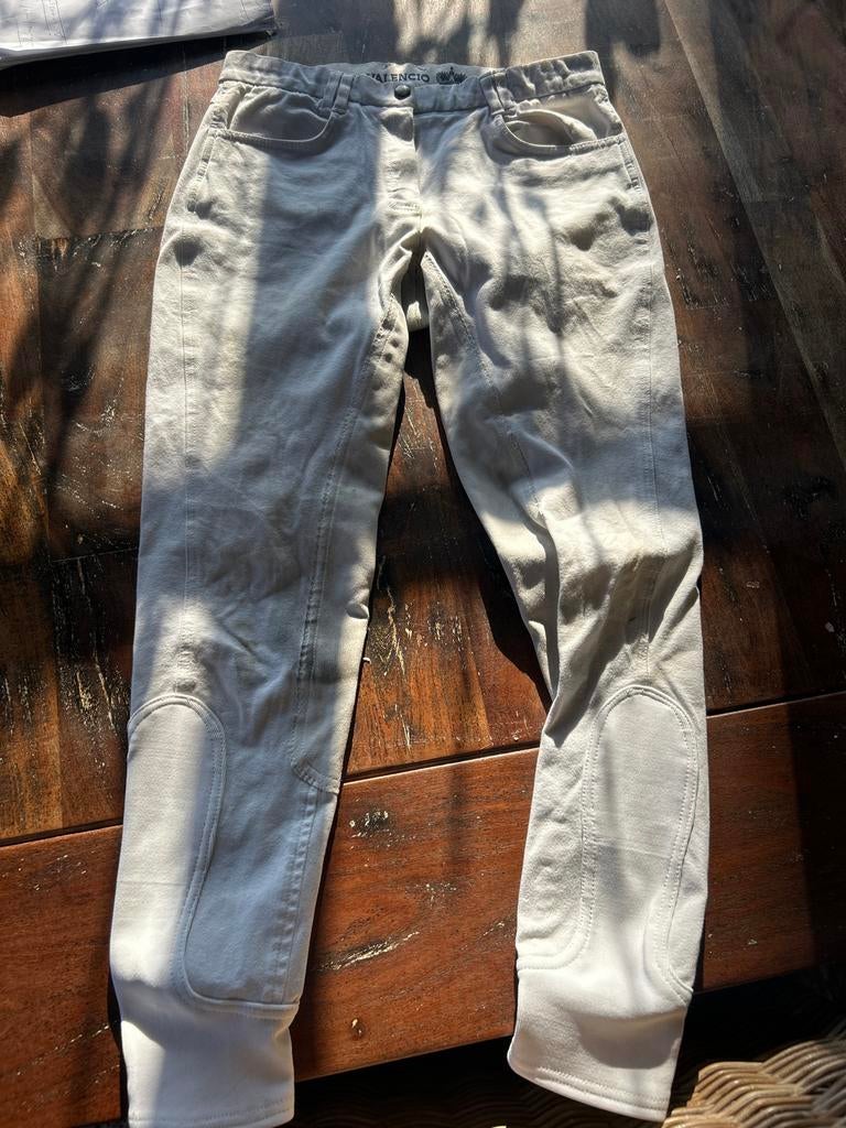 Witte rijbroek met kunstleren zitvlak 42, Ophalen of Verzenden, Dressuur