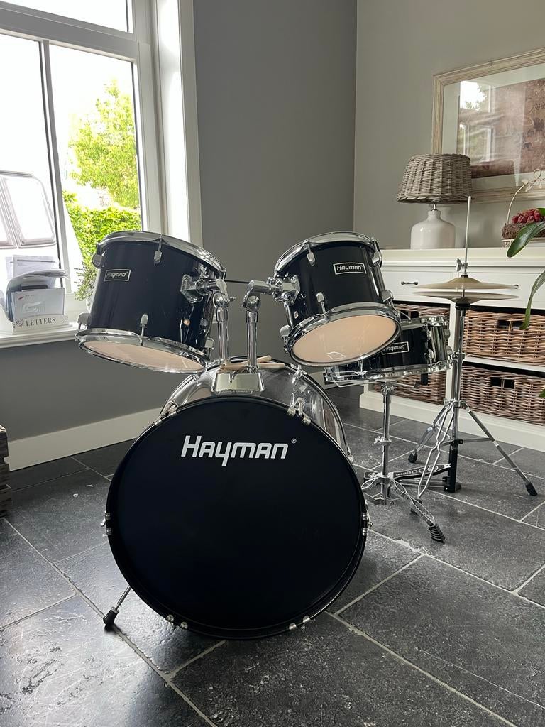 Hayman drumstel met bekkens en kruk, Muziek en Instrumenten, Drumstellen en Slagwerk, Ophalen, Zo goed als nieuw, Overige merken