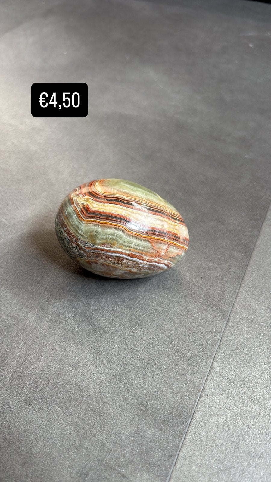 Decoratief stenen ei – groen/bruin/oranje – 8 cm, ., Ophalen of Verzenden, Zo goed als nieuw, .
