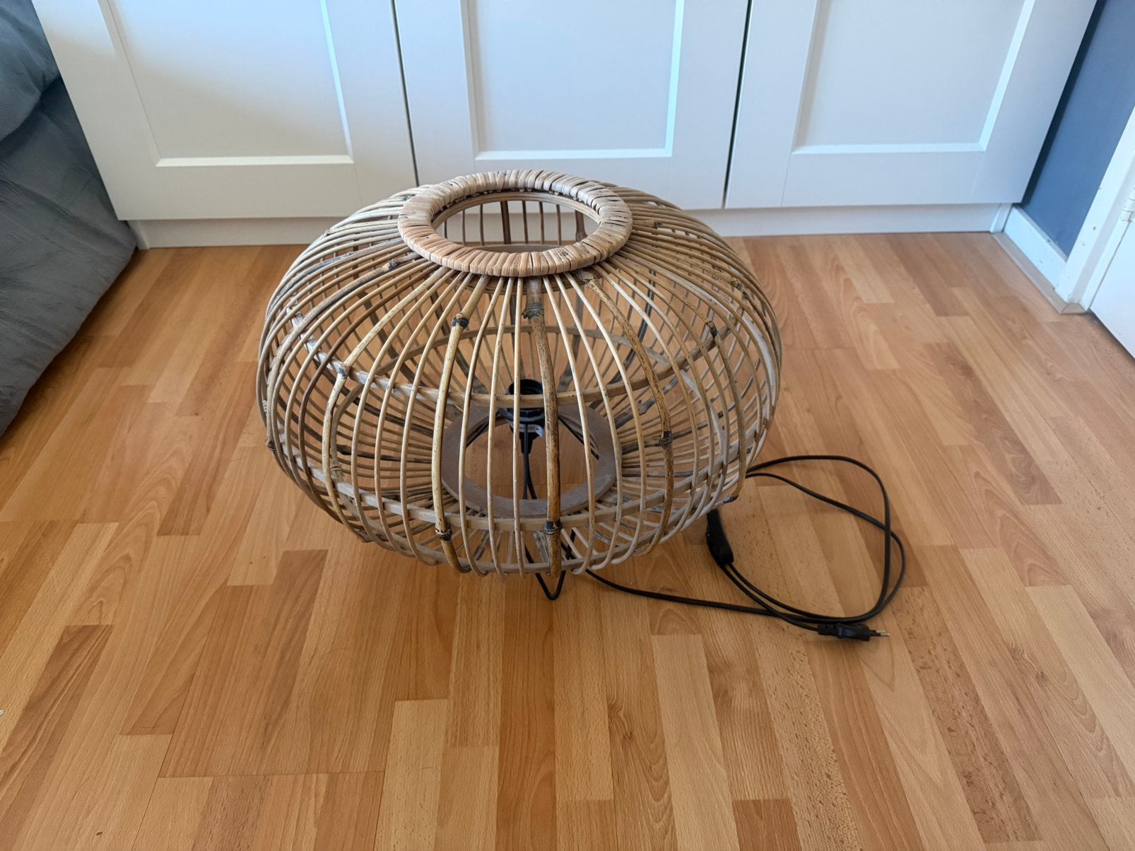 Sfeervolle Rotan / Bamboes Tafellamp – Boho & Japandi Stijl, Ophalen, Zo goed als nieuw, Metaal, E27 (groot)