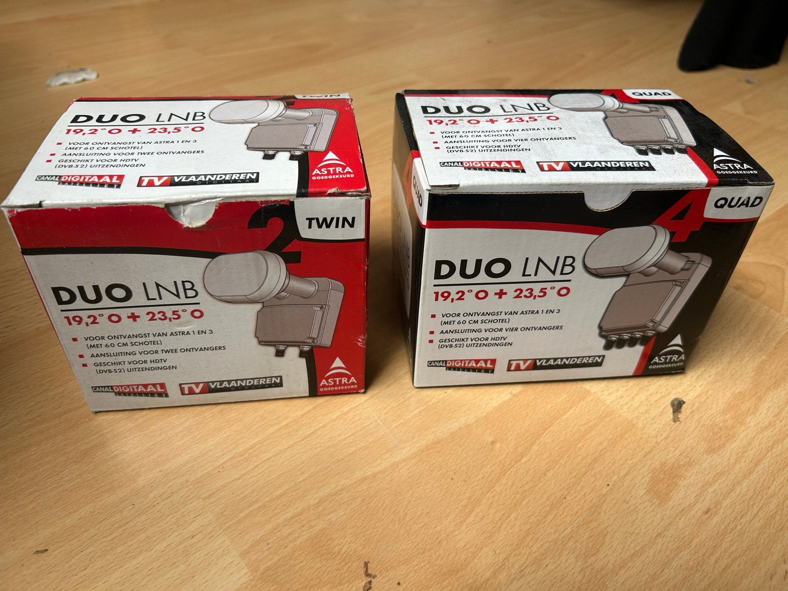 Duo LNB 19.2 + 23.5 Twin en Quad voor Astra, Ophalen of Verzenden, Zo goed als nieuw, (Schotel)antenne, Overige merken