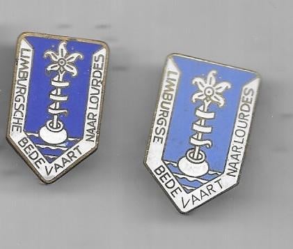 2 EMAILE LOURDES VERSCHILLENDE BROCHES, Verzenden, Zo goed als nieuw, Overige onderwerpen, Speldje of Pin