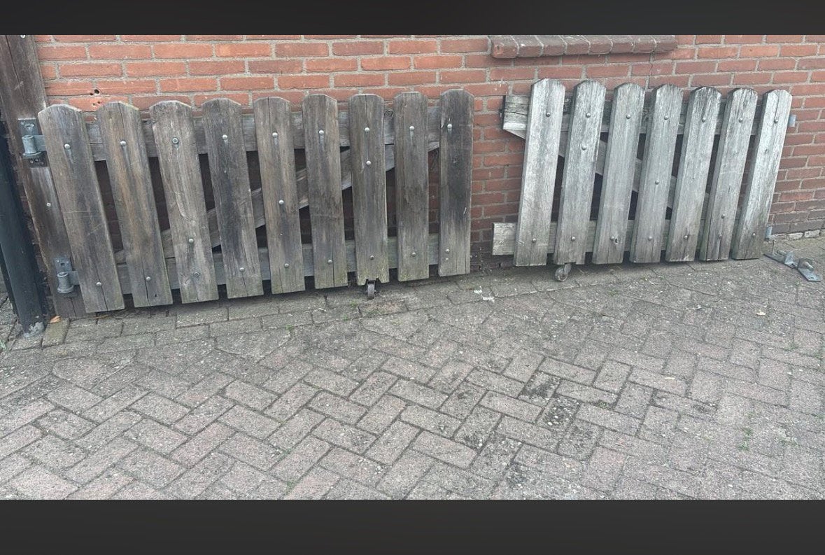 Eiken hekwerk met scharnieren, Ophalen, Zo goed als nieuw, Hout, Tuinhek