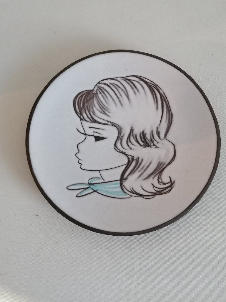 vintage aalten keramiek wandbordje 14cm doorsnede izgst, Ophalen of Verzenden