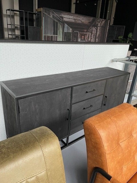 dressoir 180 cm mango zwart metaal gratis thuisbezorgd actie, Overige houtsoorten, 150 tot 200 cm, Nieuw, Ophalen of Verzenden