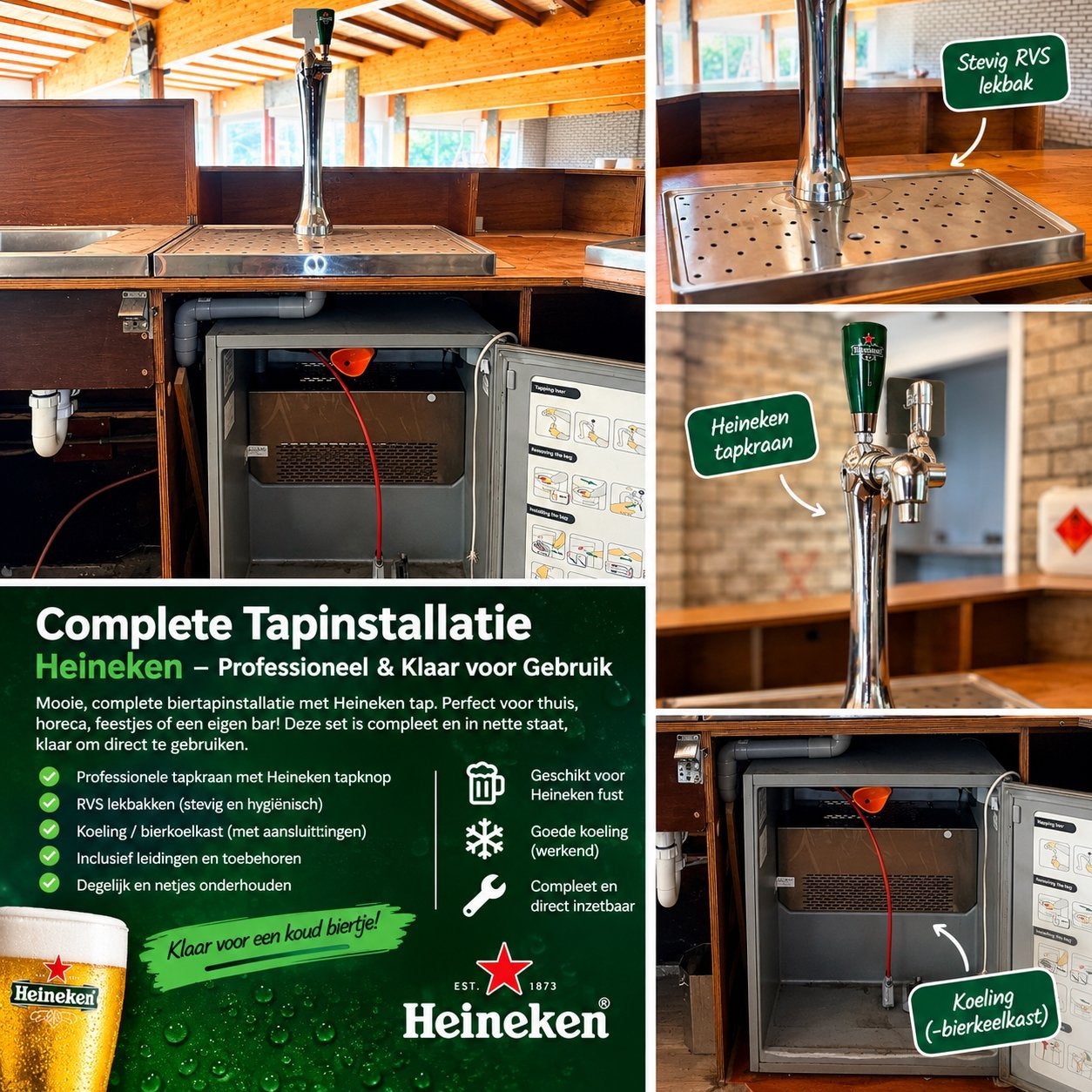 Complete Heineken biertapinstallatie met koeling, Ophalen, Gebruikt, Overige merken