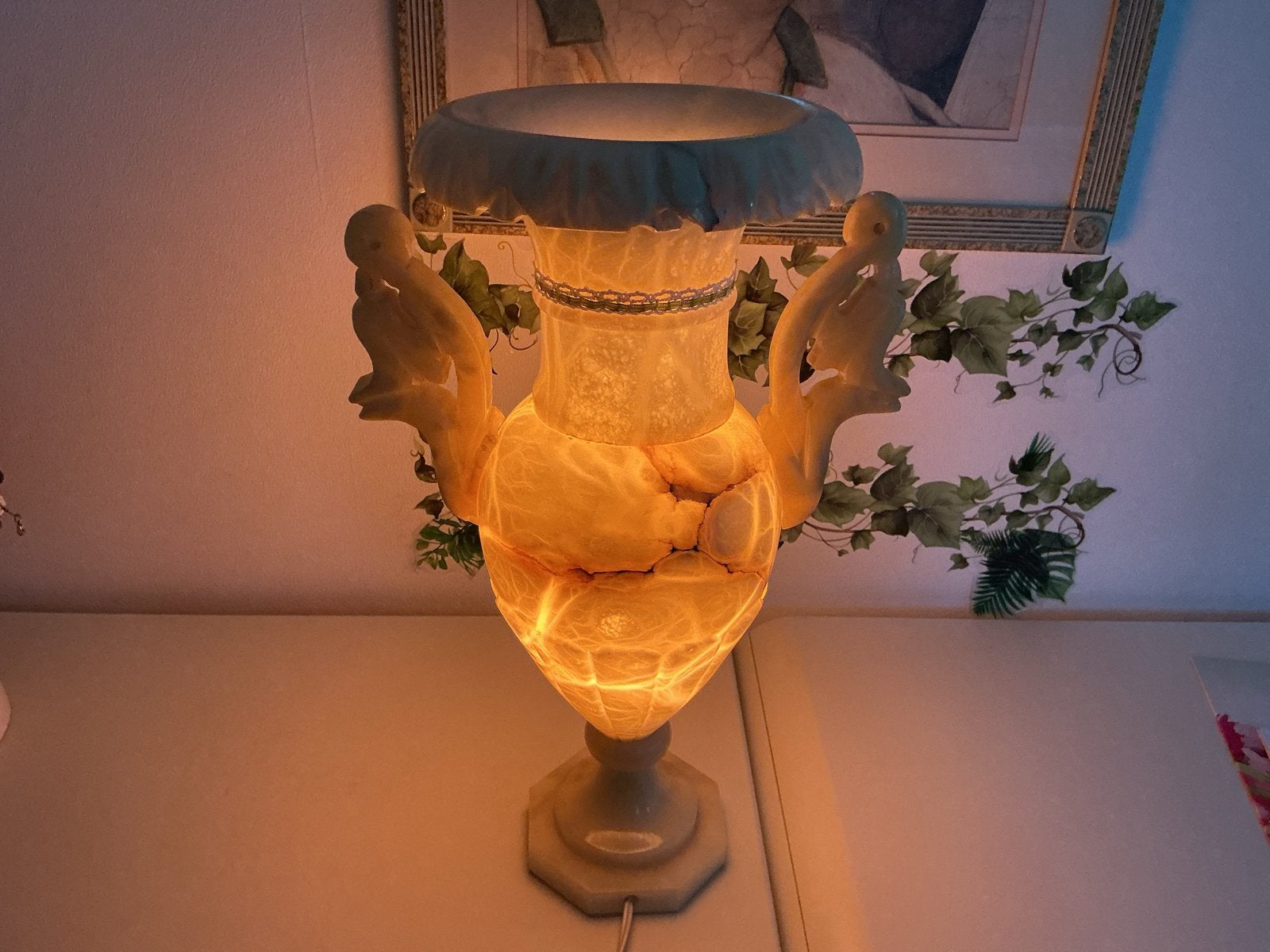 Oude albasten lamp - Sfeervolle verlichting, Ophalen of Verzenden