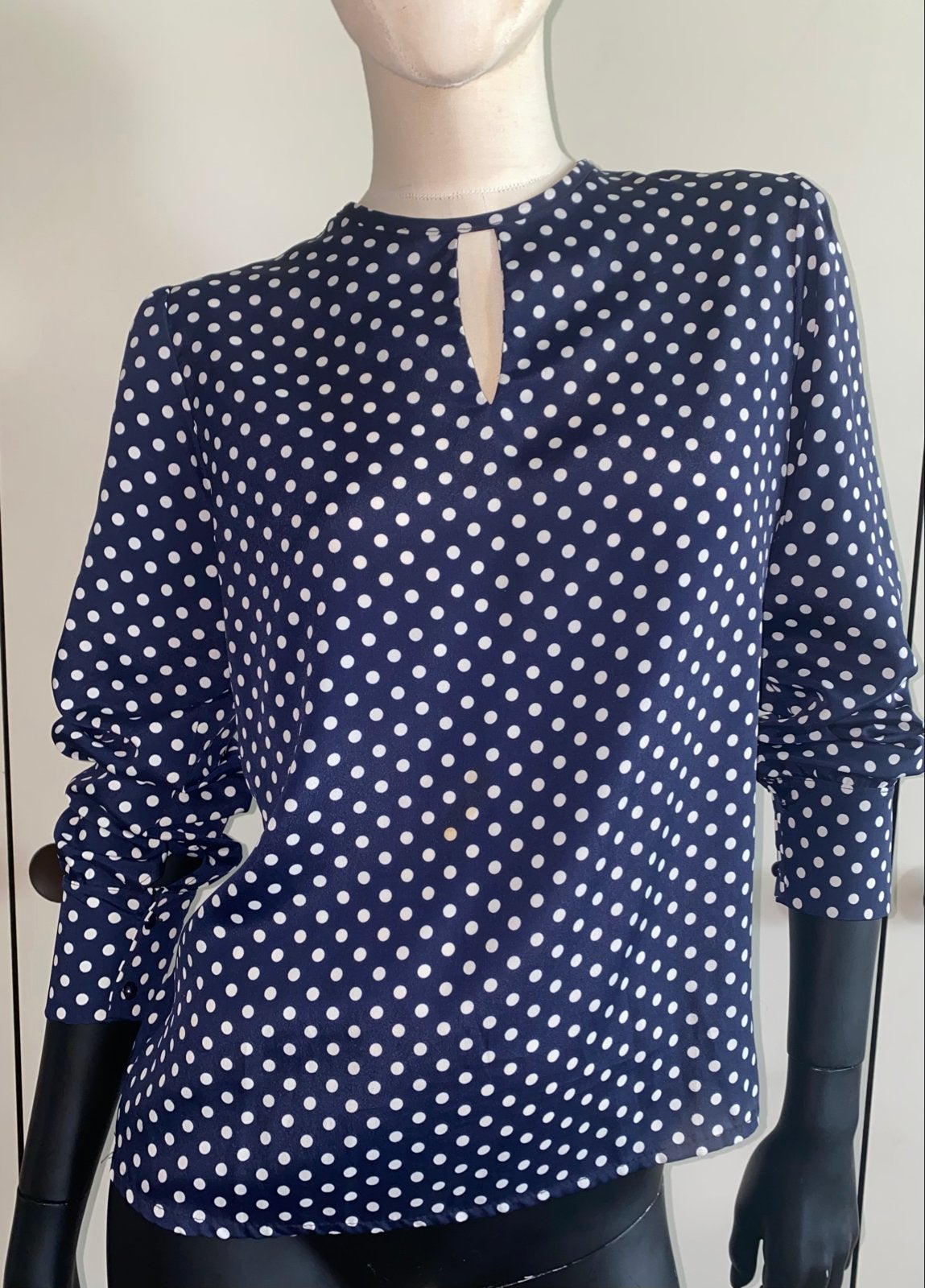 Blouse met Polkadots - Maat M zgan, Ophalen of Verzenden, Zo goed als nieuw, Maat 38/40 (M), Blauw