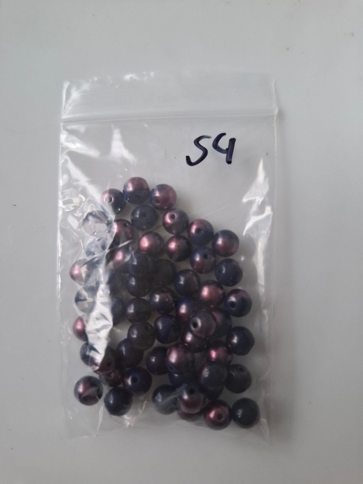 54 stuks 6 mm glaskralen roze blauw kralen partij, Kraal, -, -, Nieuw